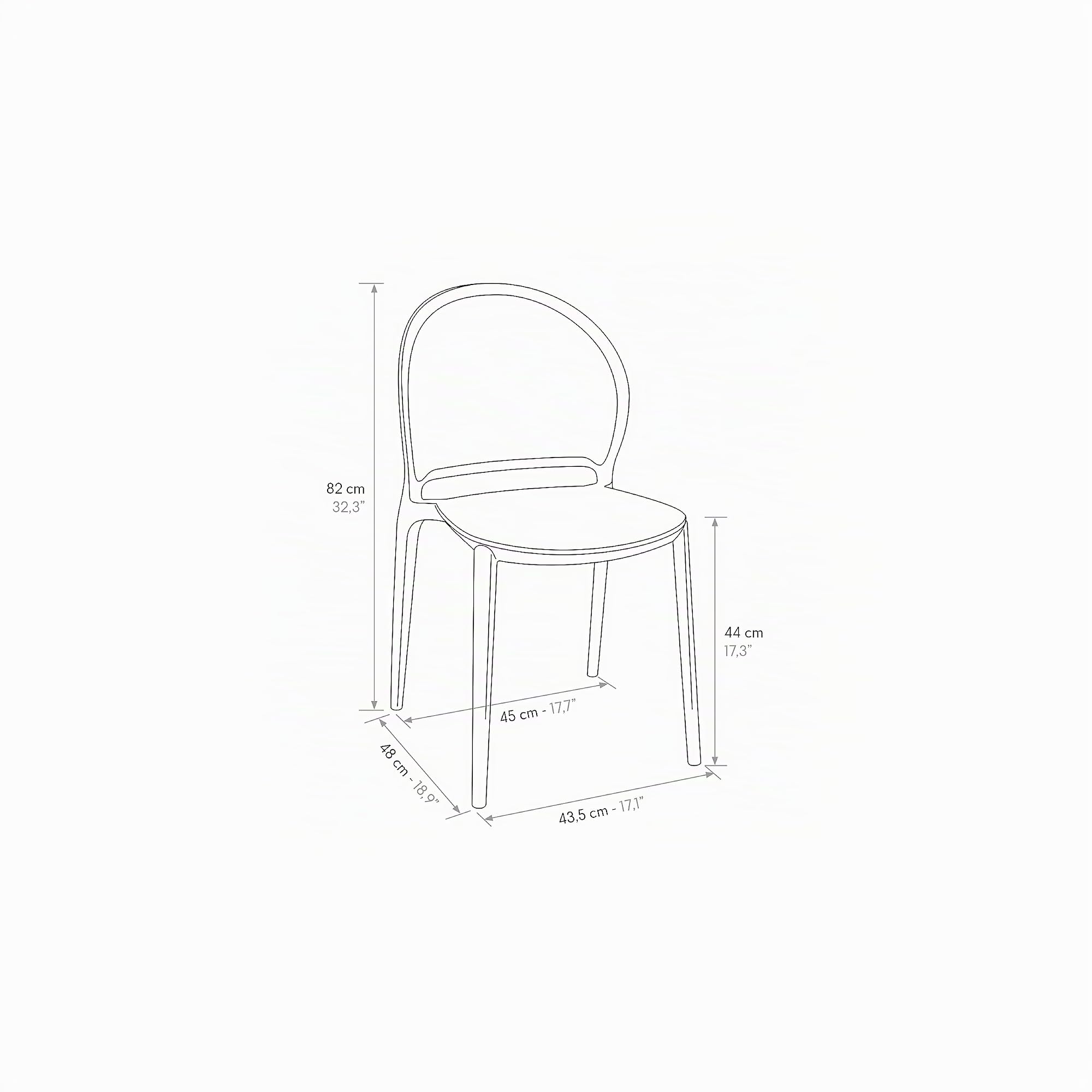 PAZZO Design Silla Stefania Juego de 4 Sillas Gris - ID_1996