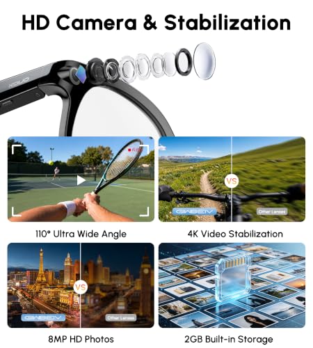 AI Smart Glasses with Camera, 4K 8MP Video Recording Glasses, 3‑Set Lenses - image 2