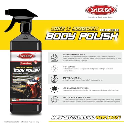 Image of SHEEBA Bike Scooter Scooty Motor Cycle Complete Body Polish Shiner (750 ml)