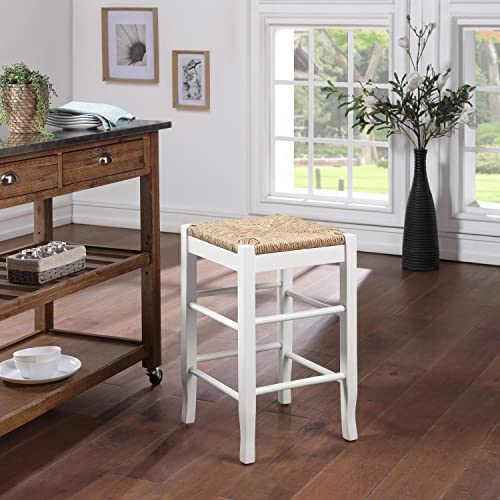 Boraam Square Rush Seat Counter Height Stool, 24-Inch, White #TOP4
