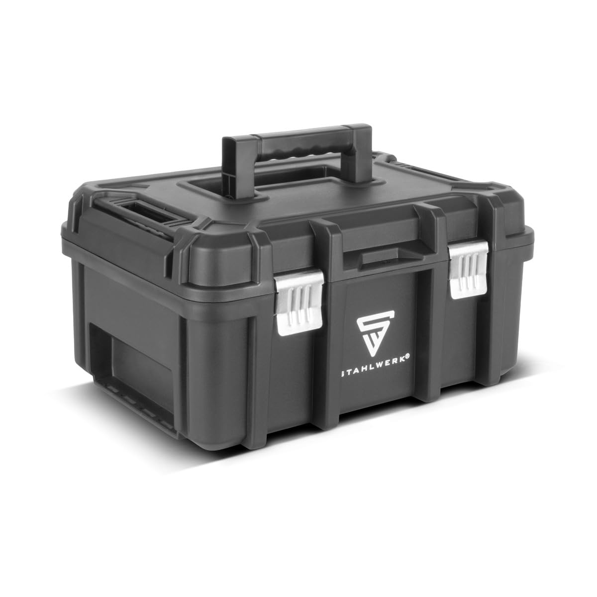STAHLWERK Werkzeugtrolley mit drei Boxen – fahrbarer Werkzeugkoffer-Trolley mit Rollbrett, Metallverschlüssen und großem Stauraum, flexibles Aufbewahrungssystem für Werkstatt, Garage und Montage