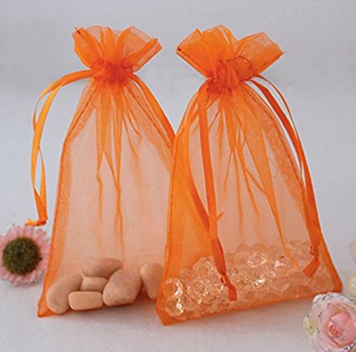 Lot De 100 Sacs Cadeaux En Organza Transparent Avec Cordon De Serrage Pour Bijoux, Bonbons, Fête Prénatale, 30e Anniversaire, Noël, Fête Prénuptiale, Mariage, Demoiselle D'honneur 10,2 X 15,2 Cm