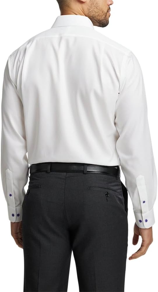 Paul Fredrick Men's Classic Fit Comfort Stretch Non-Iron Solid Dress Shirt - Image 6