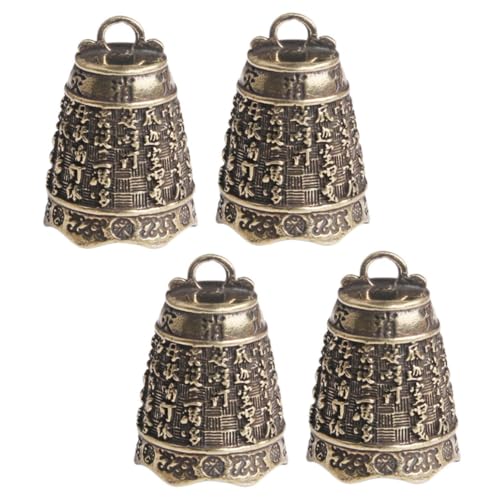 ARTIBETTER 4pcs Retro Decorative Bells Brass Vintage Bells DIY Pendants Keychain Pendants for Crafts