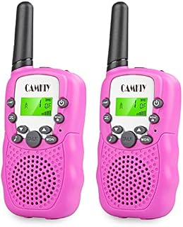 Camkiy Walkie Talkies for Girls - Long Range Walky Talky - Built-in Torch - Birthday Present Toys for Outdoor/Party/Camping/Hiking - Pink