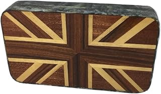 Handmade Wood Veneer Shell Inlaid Union Jack England Clutch Bag Brown