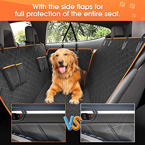 Giomoc Dog Car Seat Cover for Back Seat, Waterproof Seat Protector Scratchproof Pet Hammock with 4 Bags Side Flaps… - Image 3