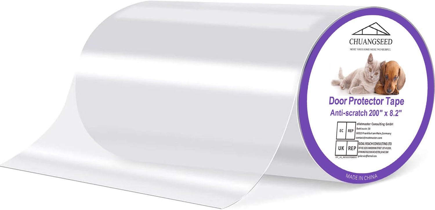 CHUANGSEED Door Protector from Dog Scratching,21cm x 5meter Clear Door Scratch Protector, Heavy Duty Door Guard Cover for Dog and Cat Clawing, Flexible Door Scratch Shield
