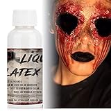 CHASPA Flüssig Latex, Latexmilch SFX Make-up für Halloween Kostüm, Spezialeffekte Make-up Körper und Gesicht Kleber für Haut Monster Zombie Narben Wunden Make-up, Klar 50ml