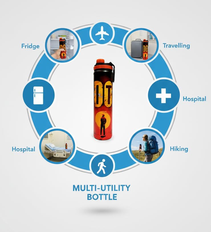 Image of VK18 Motivational Stainless Steel Water Bottle with DO IT Print for Home, Office, Gym, School, Yoga, Trekking, Single Wall, BPA Free, Leakproof, Rustproof, 900ml