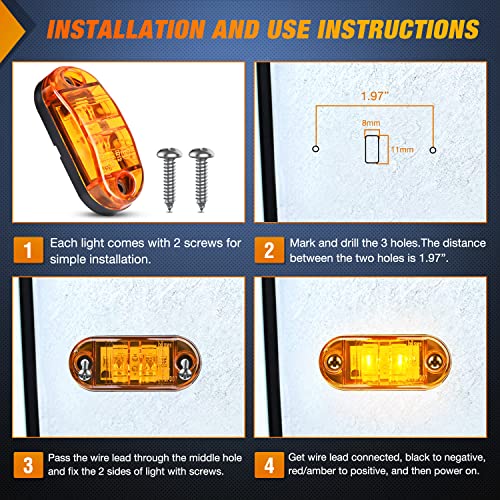 Nilight 2.5Inch Oval Side Marker Light 20PCS 2 Diode LED Trailer Indicator Clearance Lights Waterproof Surface Mounted for 10-30V Truck Camper Boat Lorry by Nilight - Used condition - Image 6