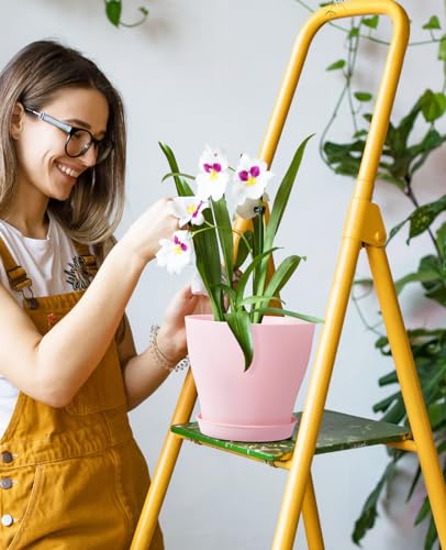 homenote Plant Pots, Set of 15 Plastic Planters with Multiple Drainage Holes and Tray 6 inch Indoor Plant Pot for All Home Garden Flowers Succulents (Colorful) - Image 3