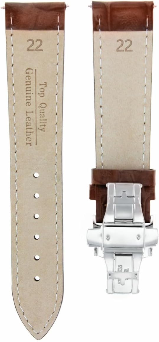 Ewatchparts 22mm Leather Watch Band Strap Compatible With Bulova Accutron 96C121 Watch Clasp Light Brown