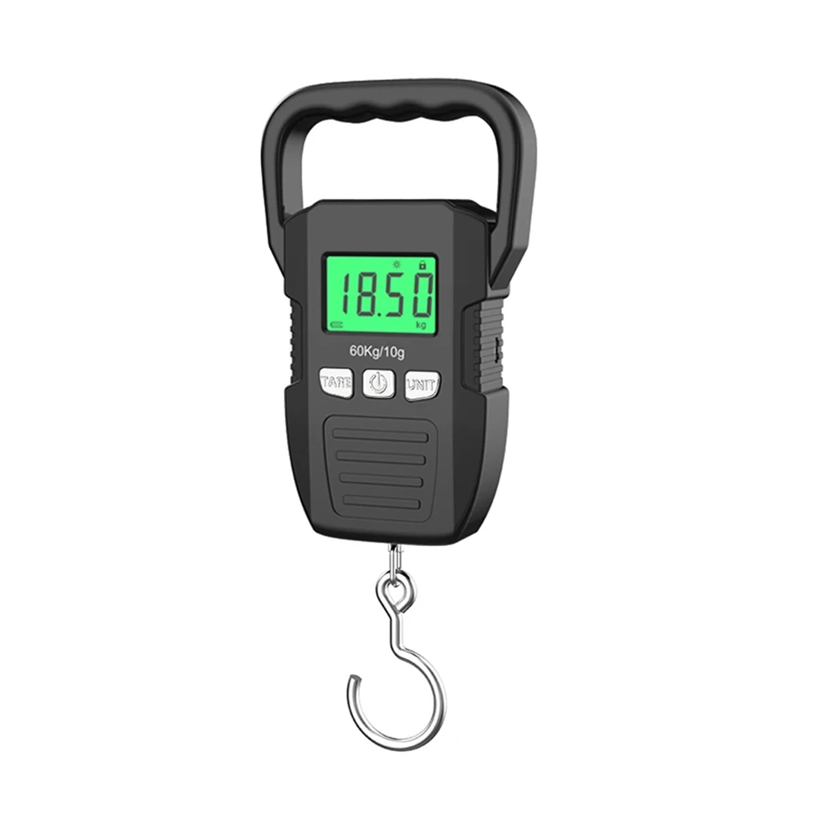 Báscula Colgante Digital LCD Negra De 60kg/10g Báscula De Gancho De Grúa Recargable Por USB Portátil Equipaje De Mensajería Herramientas De Equilibrio De Pesaje For El Hogar