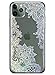 Coolwee Clear Glitter iPhone 11 Pro Max Case Thin Flower Slim Cute Crystal Lace Bling Women Girls Floral Plastic Hard Back Soft TPU Bumper Protective Cover for Apple iPhone 11 Pro Max Mandala Henna