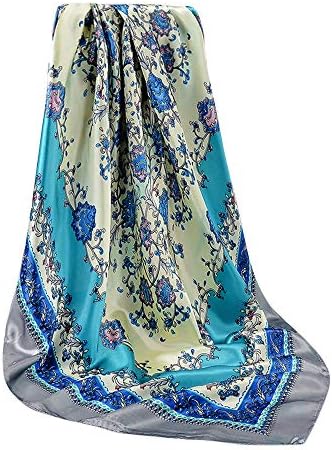 Women Fashion Retro Scarf 90X90CM Shawl Printing Multipurpose Female Point Scarf Scarf Scarf in Bulk (Blue, One Size)