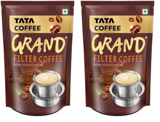 Image of Tata Coffee Grand Filter Coffee, 500g, Rich & Strong, Coffee-Chicory Mixture (53% Coffee and 47% Chicory) (Pack of 2)