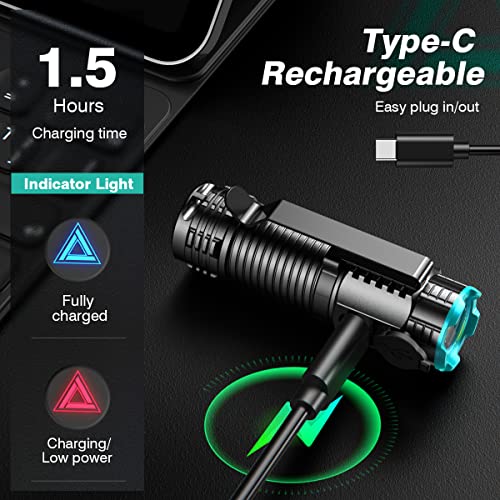 Explite Mini Flashlight Usb-C Rechargeable Magnetic Keychain Clip Lanyard Edc Flashlights, Pocket Flashlight High Lumens 1200, Bright Compact Small Flash Light Led Torch For Camping, Dog Walking #TOP4