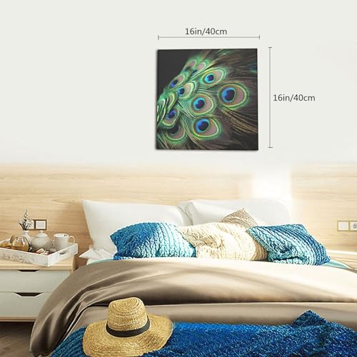 Peintures thème plumes de paon vertes 40,6 cm pour réveiller les murs ternes de votre maison - 2