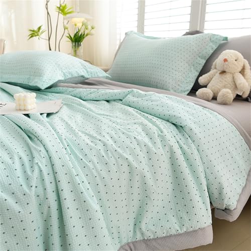 Chickwin Colcha Acolchada Seersucker, Colchas Acolchadas Impresión Cama 90/135/150/180, Cubrecama Verano Reversible Microfibra Suave para Cama Individual Matrimonio (Verde Claro,200x230cm)