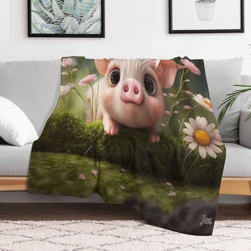 Couverture cochon en flannel lourde et moelleuse pour lit