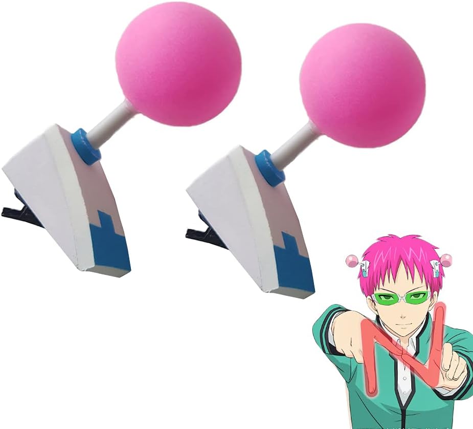 PPONE‘ Saiki Kusuo Clip,Anime Saiki K Cosplay Hairclip Purple Pink Hair Props (Saiki Kusuo Clips)