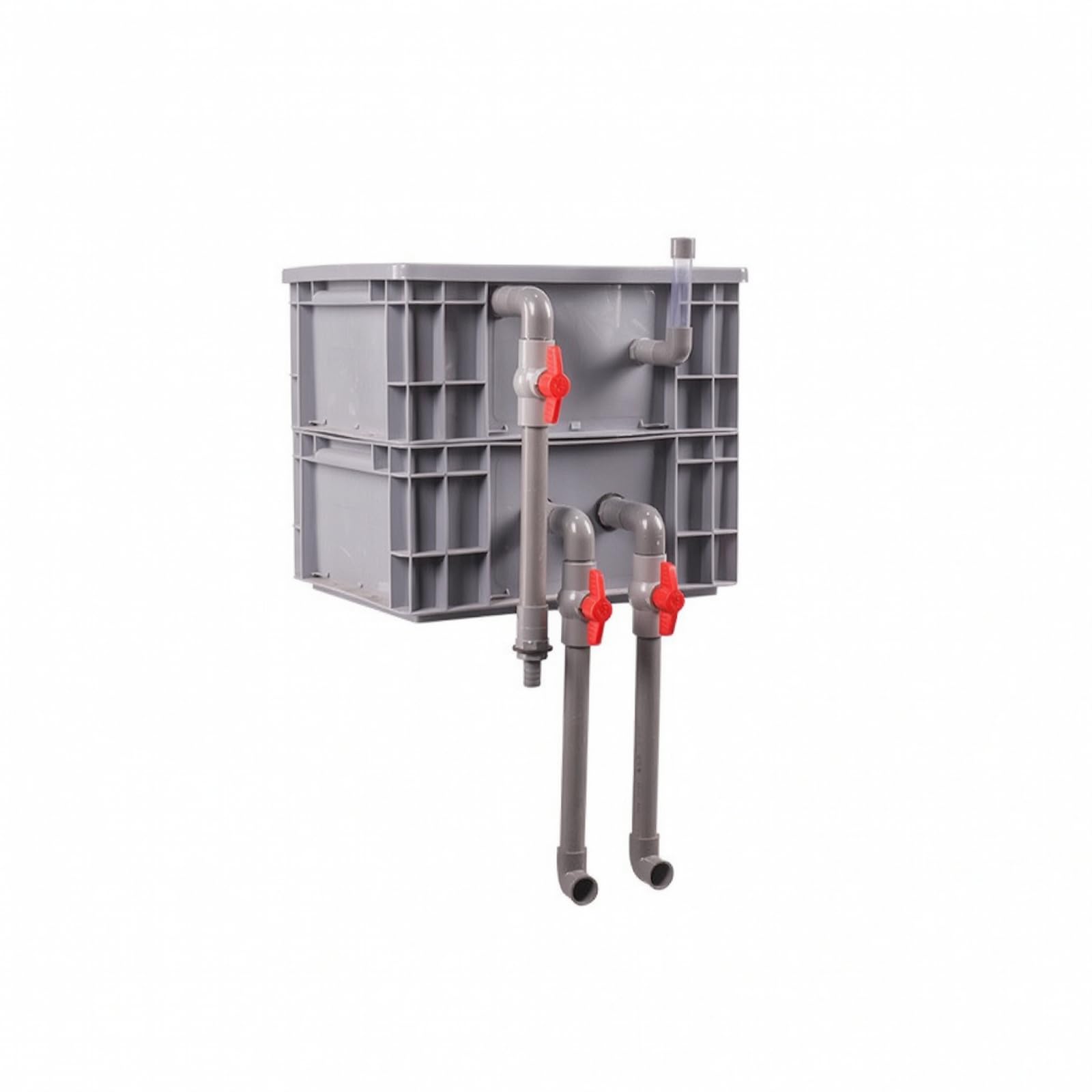 Aufsatzfilter einstellbar Filtergehäuse mit Ventilen regelbar Filterbehälter für Aquarianer, Heimwerker, Fischbecken, Mittel, 2 Schichten 40x30x34cm