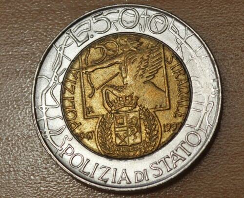 1997 No Mint Mark Italy Bimetal 500 Lire National Police Code BU Copper Seller Brilliant Uncirculated