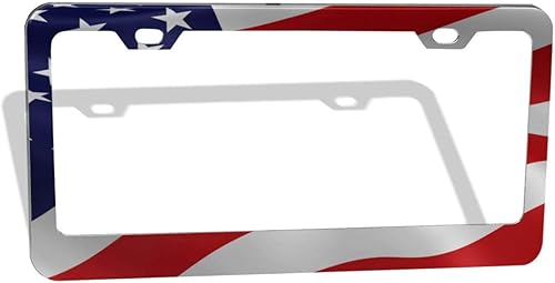 Miniatura 9 de Marco de matrícula de aluminio con bandera de Estados Unidos, marco de matrícula personalizado con 2 agujeros para decoración de hombres y mujeres
