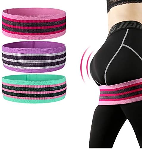 Resistance Loop Bands for Women Legs and Butt Fabric Workout Bands for Fitness, Yoga & Squat Stretching Strength Training Flexbands Non Slip Fabric 3 Pack