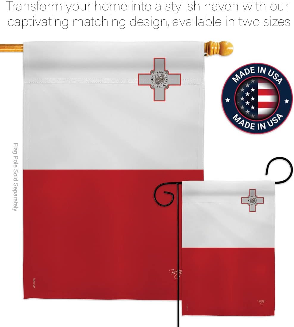 Breeze Decor H108374 Malta Decorative Vertical House Flag, 28" x 40", Multicolor