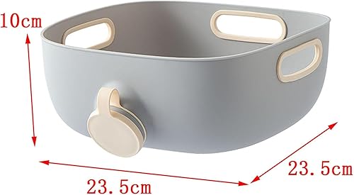 Miniatura 3 de Cesta de drenaje multiusos para frutas y verduras, colador y asa, cuenco de lavado de arroz con colador, color blanco y gris