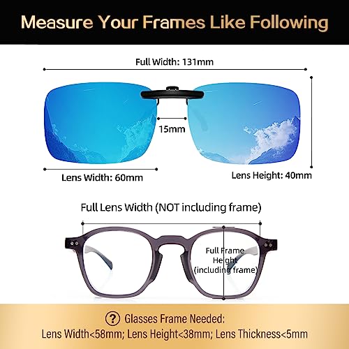 Image of Goiteia Polarized Flip up Clip on Sunglasses over Prescription Glasses for Men Women-Upgraded No Blue Glare
