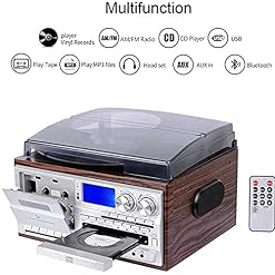 ZXCVB Tourne-Disque Vinyle Bluetooth, Gramophone Vintage, Radio Cassette FM/AM, enregistreur USB, Radio Cassette CD - Les Beatles, Paul McCartney, John Lennon, RIngo Starr, George Harrison ZXCVB Tourne-Disque Vinyle Bluetooth, Gramophone Vintage, Radio Cassette FM/AM, enregistreur USB, Radio Cassette CD – Image 2
