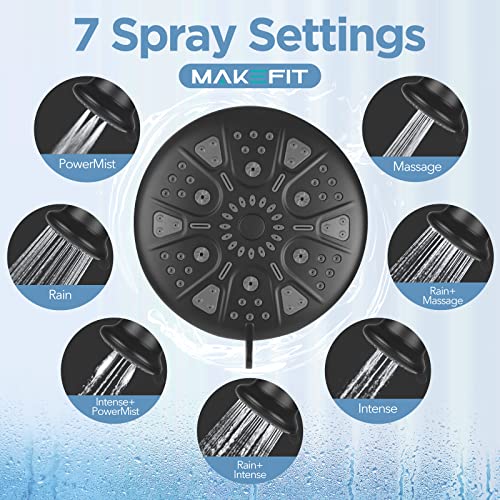 Makefit Filtered Shower Head - High Pressure Shower Head With Filter For Hard Water - Rain Shower Head Water Softener - Luxury 7 Settings Adjustable Water Filter Showerhead (Matte Black) #TOP4