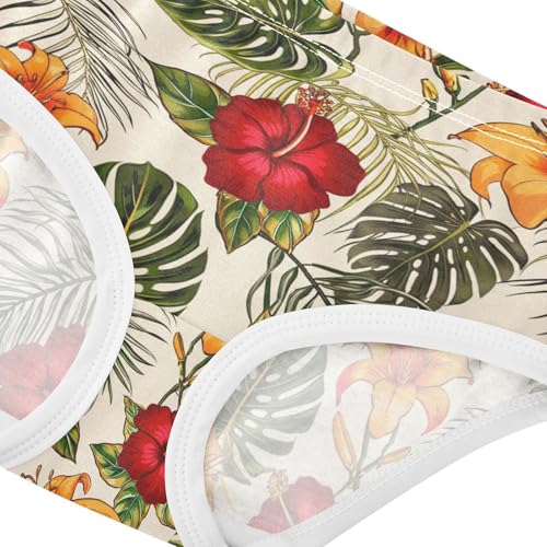 Joisal Tropical Leaves Hibiscus Flowers Panties Little Girl Toddler Girls Underwear Cotton Designer Underpants Briefs 2t4