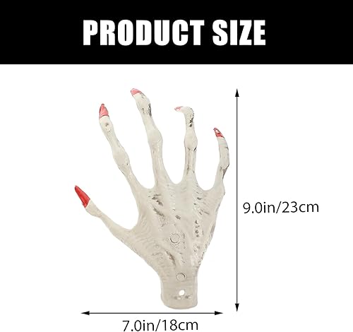 Miniatura 3 de Manos de esqueleto de bruja de Halloween, manos de esqueleto aterradoras de plástico realistas con uñas rojas, mano de bruja falsa para fiesta de