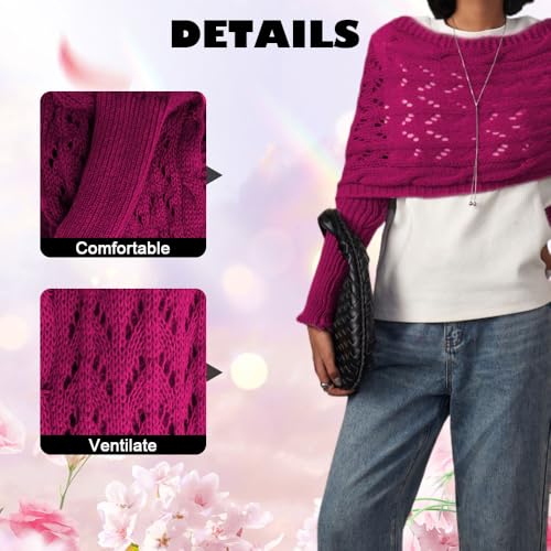 Hand-Knitted Scarf with Sleeves for Women, Knitted Cable Wrap, Shrugs for Women, Knitted Wrap Shrug Sweater3