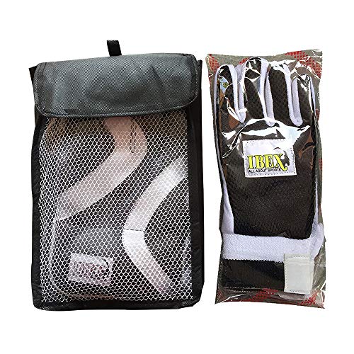 Image of JetFire Cricket Men's Ibex Regular Wicket Keeping Gloves Combo With Cotton Inner Gloves (Black), Standard