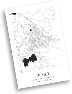 Modern White Poster of Hemet California Ca City | 11x17 12x18 16x24 24x36 Minimal Unframed Wall Art | Minimalism City Traveler Print for Gift | Minimalist Artwork for Home Office Decor