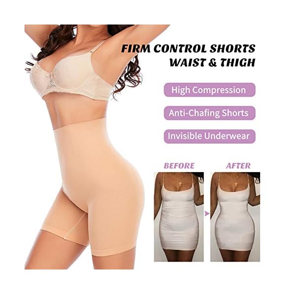 Slip-Shorts-Shapewear-for-Women-Tummy-Control-Underwear-High-Waisted-Shaping-Panties-Body-Shaper-Thigh-Slimmer Shapewear Shorts for Women Tummy Control High Waisted Body Shaper Butt Lifting Shorts Under Dresses(#1 Beige Firm Type,XL)
