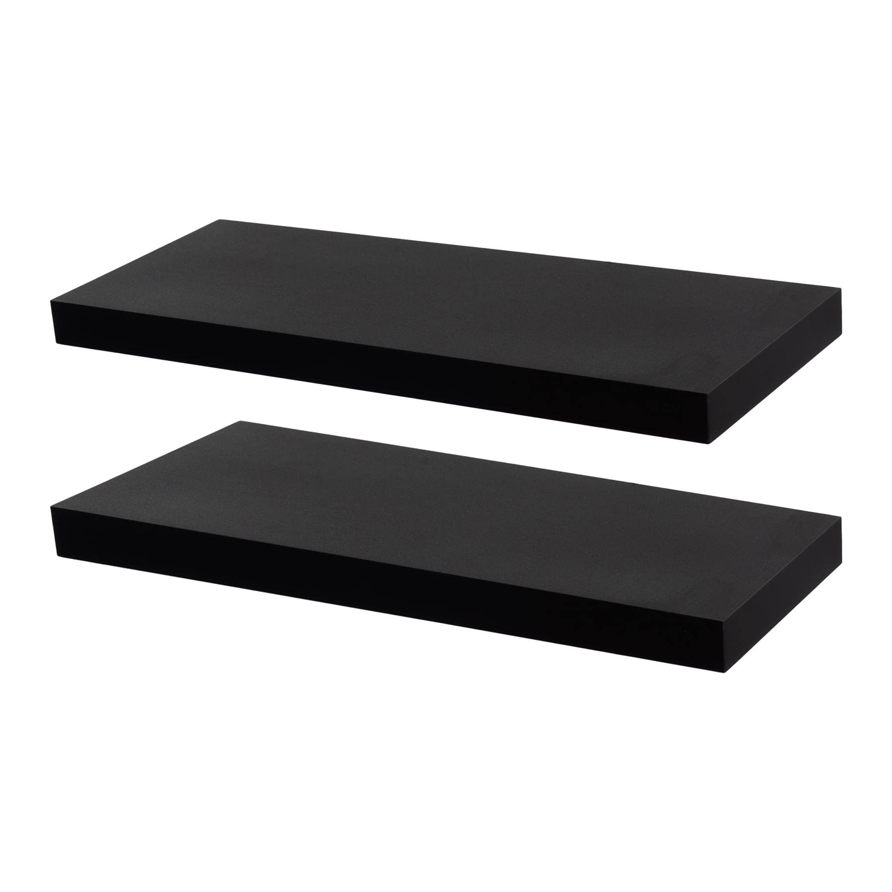 Harbour Housewares Modern Floating Wall Shelves - 60cm - Black - Pack of 2 - Photo Gallery Bookshelf Wall Shelf for Living Room Display, Bedroom, Office Storage