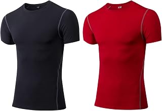 UNeedVog 2pack Men's Short Sleeve Compression Shirt Athletic Workout Base Layer Tops Fitness T-Shirts