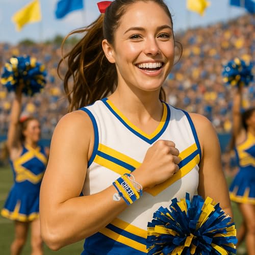image for Sportybella - Cheer Captain Charm Bracelet (Yellow & Blue) - Adjustabl