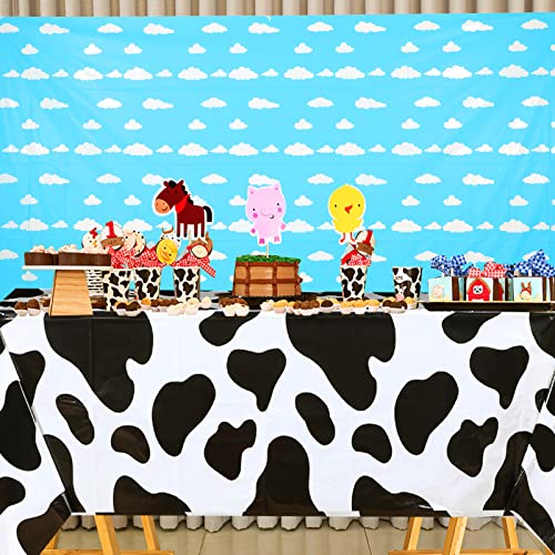 Hosuly 12 Pcs Story Tablecloth Cloud Table Cloth Boy Story Baby Shower Decorations Story Table Cover Kids Birthday Party Disposable Plastic Tablecloth Set Boy Story Party Supplies, 54 X 108 Inch #TOP5