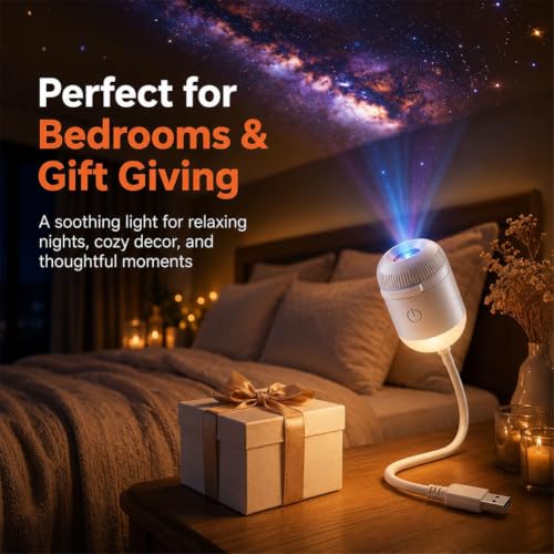 2026 Upgraded 2-in-1 Galaxy Projector Night Light, USB Star Projector with Adjustable Brightness, Mini Galaxy Light Projector for Bedroom Ceiling Wall Room Decor (12 Projection Films) - Image 7