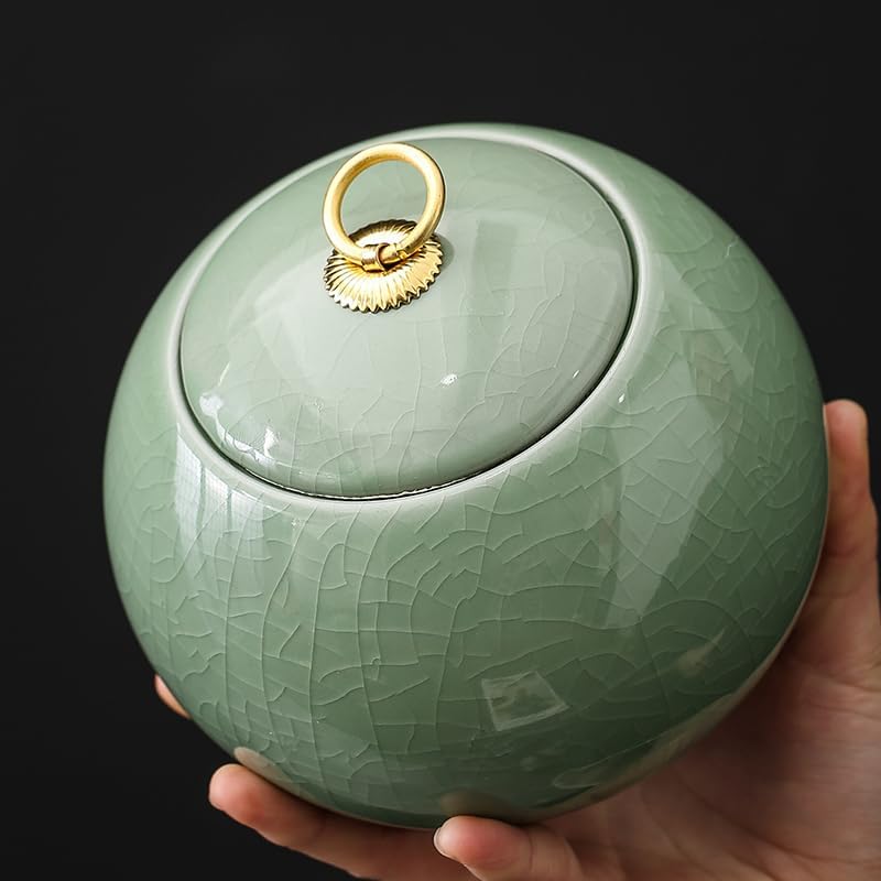 SONGCHAO Sugar Jar Tea Can Storage Can Ceramic Large Tea Can Tea Set Tea Box Tea Sealed Can Tea Storage Can Tea Canister(B,Large)