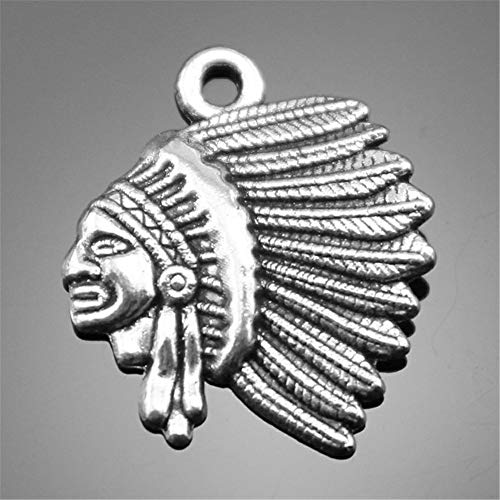Newme 30Pcs Indian Chief Head Charms Pendant For Diy Jewelry Wholesale Crafting Bracelet Necklace Making (Antique Silver) #TOP5