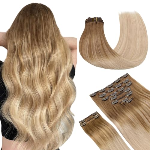 MAXITA Clip in Hair Extensions Real Human Hair,Remy Hair Extensions