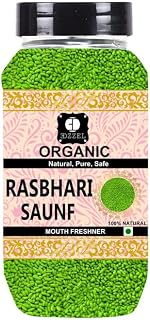 EDZZEL Organic Rasbhari Saunf Traditional Premium Quality Hygienically Packed | Vegan | Gluten Friendly | NON-GMO | Indian Origin ( Pack of 1 ) 400 Gm